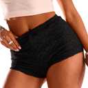 Women's Floral Lace Drop Waist Booty Shorts Skinny Y2k Summer Mini Shorts (Large, Black)