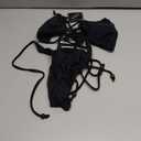 ZAFUL Women's Sexy Halter Bikini Sets Beads Tie Side Solid Triangle Thong Swimsuit Two Piece Cheeky Bathing Suits, Medium