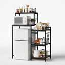 COCOLUCKY 6-Tier Mini Fridge Stand with Storage,Mini Fridge Shelf,Mini Coffee Bar with Mini Fridge Space,Baker Racks,Microwave Stand,Mini Fridge Cabinet with Storage for Dorm Kitchen(Black Wood Grain), Medium