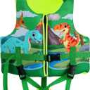 Toddler Swim Vest, Swim Vest for Kids Swimming Jacket with Adjustable Safety Strap, Learn to Swim Aid, Toddler Floaties for 2-6yrs/20-30-40-50 lbs Boys and Girls (Little Dinosaur)