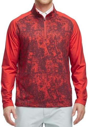 Rouen Quarter Zip Pullover Men Lightweight Dry Fit Athletic Mock Neck Midlayer Print Golf 1/4 Zip Pullover Mens Sweatshirts, M