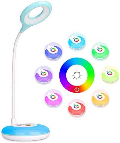 mafiti LED Desk Lamp Cordless Rechargeable Battery Operated Table Light Adjustable Gooseneck Dimmable Touch Control Color Changing RGB Eye-Caring Base Night Light for Kids with USB Charging Cable