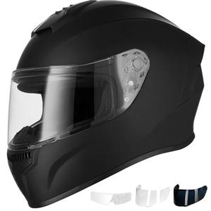Favoto Full Face Motorcycle Helmet DOT Approved, Cascos para Motos Snowmobile Dirt Bike Helmet for Adults Men Women, Anti-Fog Film Included, Black, XL