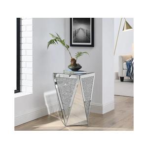 SSLine Inverted Triangular Mirrored End Table, Mirrored Nightstand End Tables Bedside Table, Silver Finished Mirror Accent Side Table for Bedroom, Living Room, Entryway, Hallway SSLine Inverted Triangular Mirrored End Table, Mirrored Nightstand End Tables Bedside Table, Silver Finished Mirror Accent Side Table for Bedroom, Living Room, Entryway, Hallway