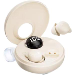 Invisible Wireless Bluetooth Ear Buds for Sleeping Noise Cancelling Mini Earbuds,Discreet in-Ear Tiny Earphones for Sleeping,Hidden Earbuds for Small Ears Sleeping,Working,Hiking Beige