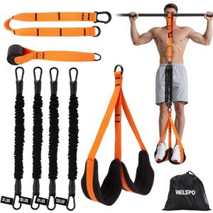 WELSPO Pull Up Assistance Bands, Adjustable Heavy Duty Resistance Band for Pull Up Bar, Pull Up Assist Bands with Feet Rest for Strength Training, Home Fitness Workout Equipment, Height Adjustable