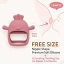 4 x Teething Toys for Babies 0-6 months BPA Free, Never Drop Teether Baby Chew Toys for Teething Relief, Silicone Teether Pacifier Baby Teething Toys Newborn 0-3 Months for Sucking Needs, Infant Toys-Pink