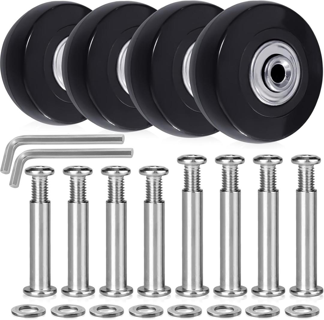 Luggage Suitcase Replacement Wheels 50mm Diameter 1 7/8 inch Wear-Resistant Mute Suitcase Luggage Replacement Wheels Rubber Swivel Caster Repair Kits 4 Pcs