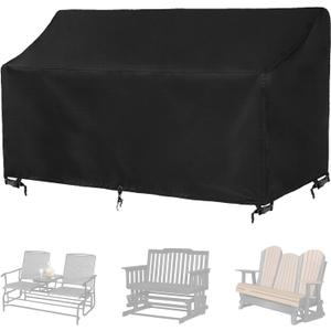 2-Person Outdoor Glider Bench Cover Waterproof,Double Patio Gliders Rocking Chair Covers with Buckle,Wind-Proof/Anti-Uv Outside Loveseat Cover, 420D Oxford (44 * 30 * 35/24in,Black)
