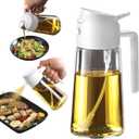 TrendPlain 16oz/470ml Glass Olive Oil Sprayer for Cooking - 2 in 1 Olive Oil Dispenser for Kitchen Gadgets, Air Fryer, Salad, and BBQ - White