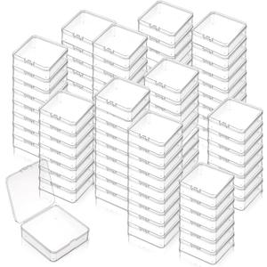 120 Pcs Mini Plastic Storage Containers Box with Lid, 3 x 3 x 1 Inch Small Bead Storage Containers Travel Case Clear Rectangle Box Organizer for Collecting Small Items, Beads, Jewelry, Cards, Crafts