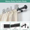 Heavy Duty Curtain Rods, 1 1/4 Inch Diameter Curtain Rod for Window 48-84Inch(4-7ft), Telescoping Large Drapery Rod with Adjustable Modern Brackets, Matte Black