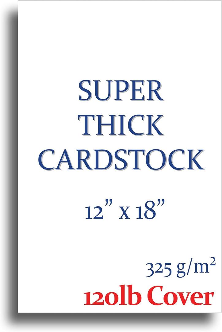 Super Thick 120lb Cover 12" x 18" Cardstock for Inkjet or Laser Printers - 50 Sheets - Heavy Printer Paper - Matte Finish White - Great for Cards, Menu's, Posters, Covers