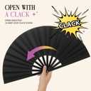 8 Pack Handheld Folding Hand Fan Bulk,Boots On The Ground Fan,Loud Rave Fan Clack Fan for Line Dancing, Dance Practice, Stage Performance, Celebrations,Abanicos de Mano para Fiesta(Black)