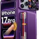 Vizvera for iPhone 17 Pro Case Wallet RFlD [Cards Holder][Camera Control][Camera Cover] Full Body Rugged Shockproof Silicone Protective Phone Case for iPhone 17 Pro 6.3'' 2025(Purple)