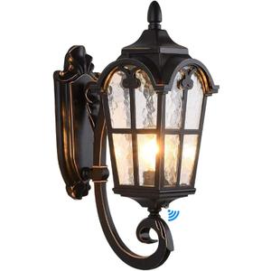 LONEDRUID Dusk to Dawn Sensor Outdoor Wall Light Fixtures Black Roman 17.71" H Exterior Wall Lantern Waterproof Sconce Porch Lights Wall Mount for House Garage Doorway, ETL Listed