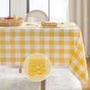Softalker Gingham Checkered Rectangle Tablecloth - Waterproof Buffalo Plaid Table Cloth Stain Resistant Washable Table Cover for Picnic/Camping/Outdoor - Yellow and White, 60 x 84 Inch