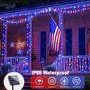 4th of July Decorations Solar String Lights 2Pack 400LED Independence Day Lights for Outside, Red White and Blue Solar Light Waterproof, Copper Wire 8 Modes Twinkle Light for Memorial Day National Day