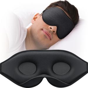 MABAO Sleep Mask for Side Sleeper, Eye Mask for Sleeping Women Men, 3D Contoured Cup No Eye Pressure 100% Light Blocking Sleeping Mask with Adjustable Strap Night Blindfold Flight, Travel, Nap, Black