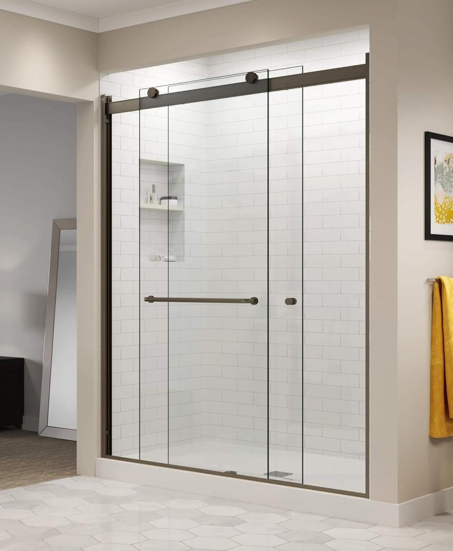 Basco Sliding Shower Door, Rotolo RTLA05B6070CLOR, 56-60 in. Wide x 70 in. High, Oil Rubbed Bronze, 1/4 in. Clear Tempered Glass Basco Sliding Shower Door, Rotolo RTLA05B6070CLOR, 56-60 in. Wide x 70 in. High, Oil Rubbed Bronze, 1/4 in. Clear Tempered Glass
