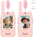 Mafiti Toys for 3 4 5 6 7 8 Year Old Boys Girls Mini Video Walkie Talkies for Kids 2 Pack Rechargeable 1000 Feet Range Birthday Indoor Outdoor (Pink+Pink)