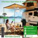 Solar Ceiling Fan with Light, 18000mAh Rechargeable Camping Fan with Remote, 450CFM Strong Airflow, 17.5'' Portable Outside Battery Powered Ceiling Fan for Gazebo, Canopy, Tent, RV, 12.1 x 5.2 x 8.5 inches