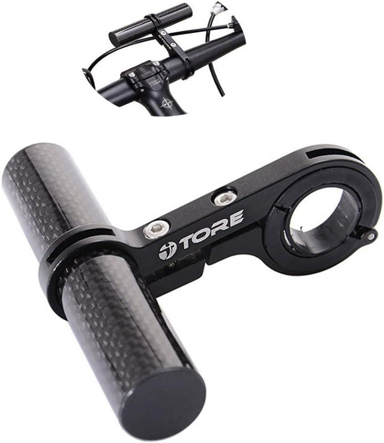 JPOJPO Bike Handlebar Extender Extension Carbon Fiber Bracket Aluminum Alloy Clamp for Bicycle Speedometer Headlight Light Lamp Holder (10cm carbon black)
