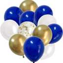 Royal Blue Chrome Gold Balloons - 50Pieces Latex Balloons White Gold Blue confetti for Birthday Wedding Engagement Graduation Anniversary Party Decorations and Supplies