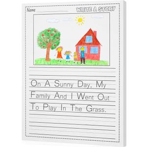 100 Sheets Writing Beginner Paper for Kids Create Story, 8.5"x11" Handwriting Paper Bulk with Picture Space and Lines DIY Craft Writing Kit for Kids Journal Activity, Easter Gifts