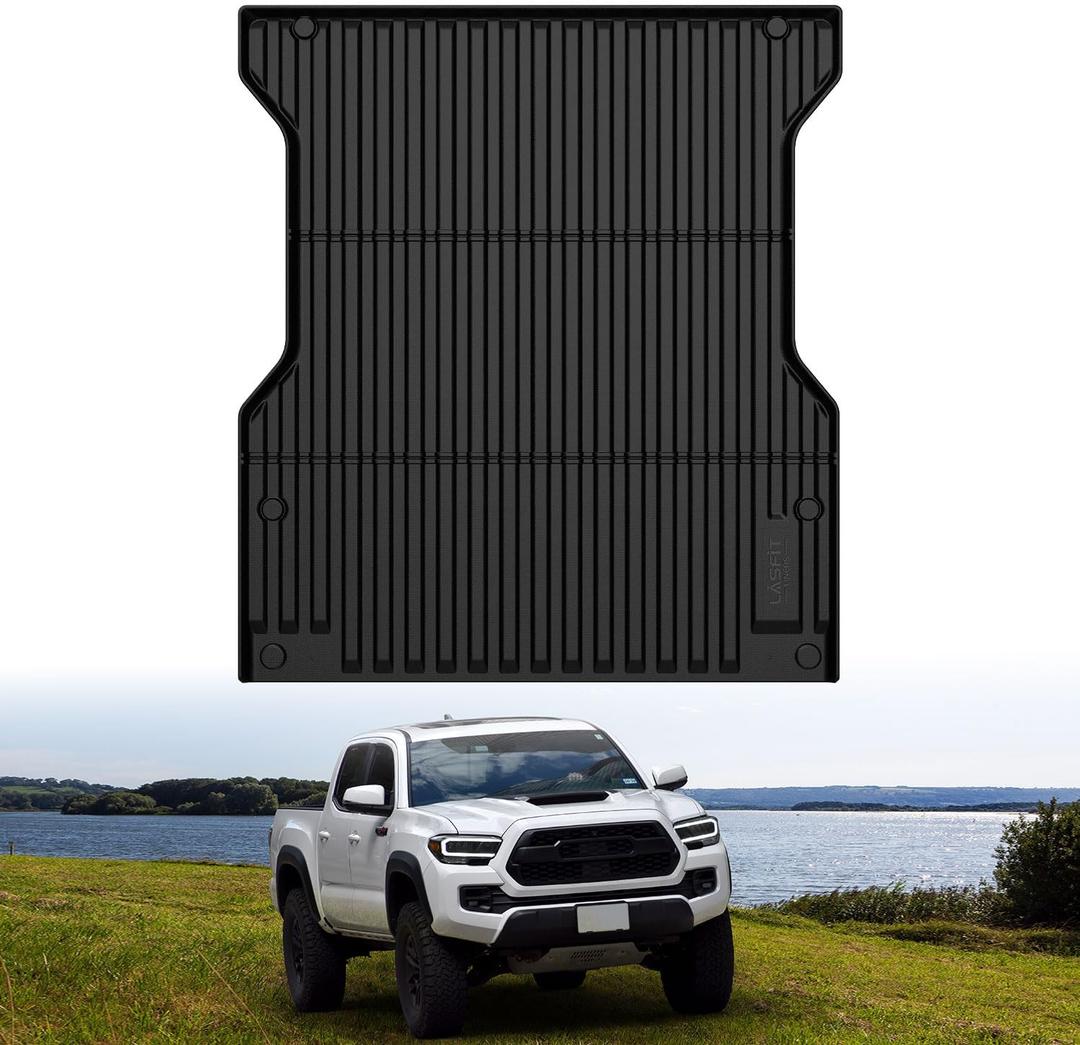 LASFIT Bed Mat for Toyota 2024-2026 Tacoma (5FT/5'Bed) Truck Bed, All Weather 5 ft Rubber Car Bed Liner for Toyota Tacoma 2024 2025 2026 Accessories, TPE Trunk Mat&Bed Liner (Not Fit Drop-in Liners)