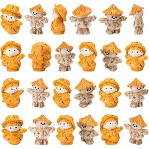 Geelin 24 Pcs Thanksgiving Mini Resin Scarecrows Autumn Miniature Figurines Tiny Resin Scarecrows Small Figurine for Thanksgiving Autumn Harvest Party Decor Festival Favors Home Kitchen Office Gifts