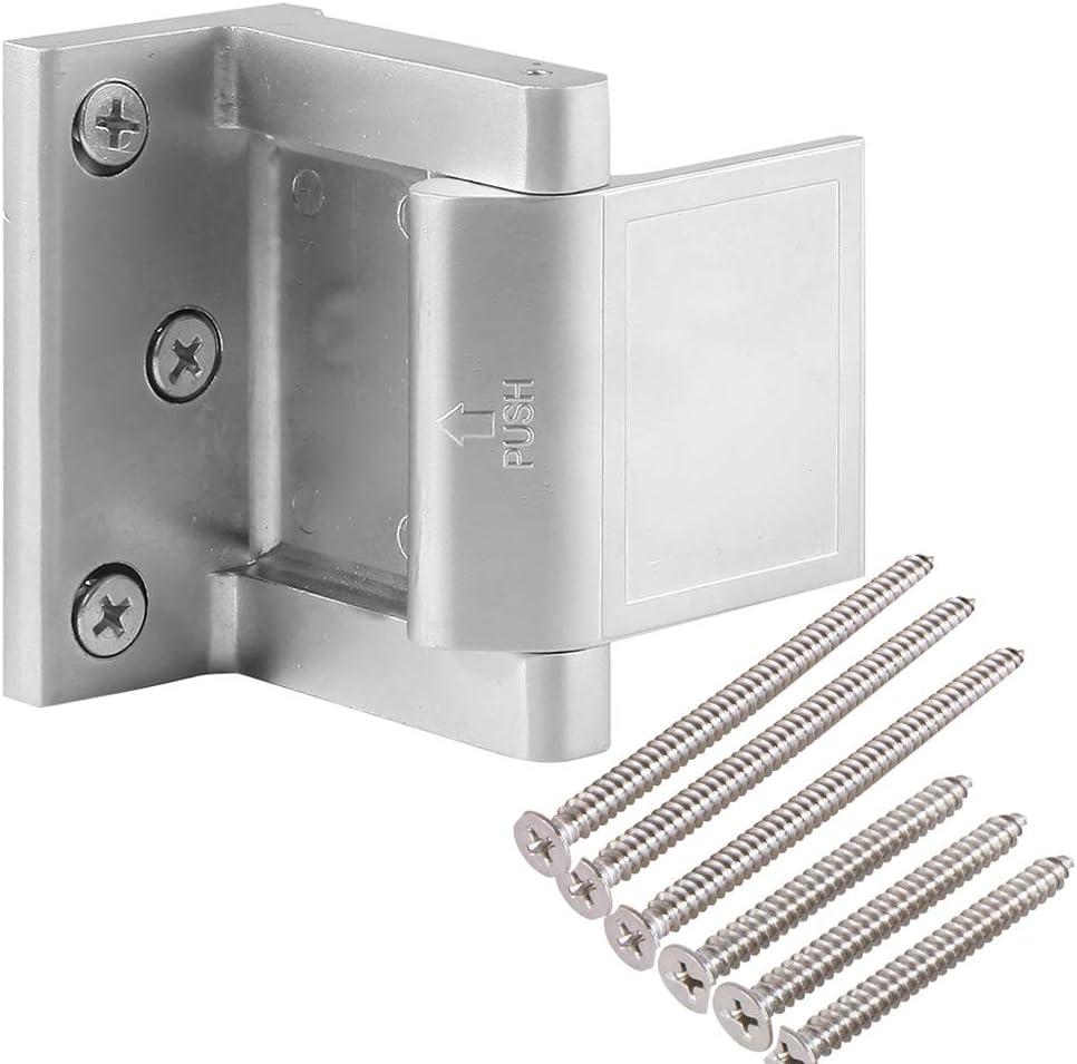 Hotel Security Door Lock with Stainless Steel Screws,Privacy Door Latch for in-Swinging Doors Extra High Home Door Security Lock(Silver-1 Pack)