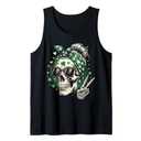St Patricks Day Skull Messy Bun Peace Women St. Pattys Day Tank Top, 2XL