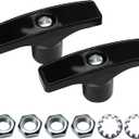 2 Pcs RV Waste Valve Handle, Replacement for Camper Sewer Tank Dump Release Valve Extension Rod, RV Waste Valve Handles Kits, With 4 Nuts 2 Screws 2 Gaskets (Black)