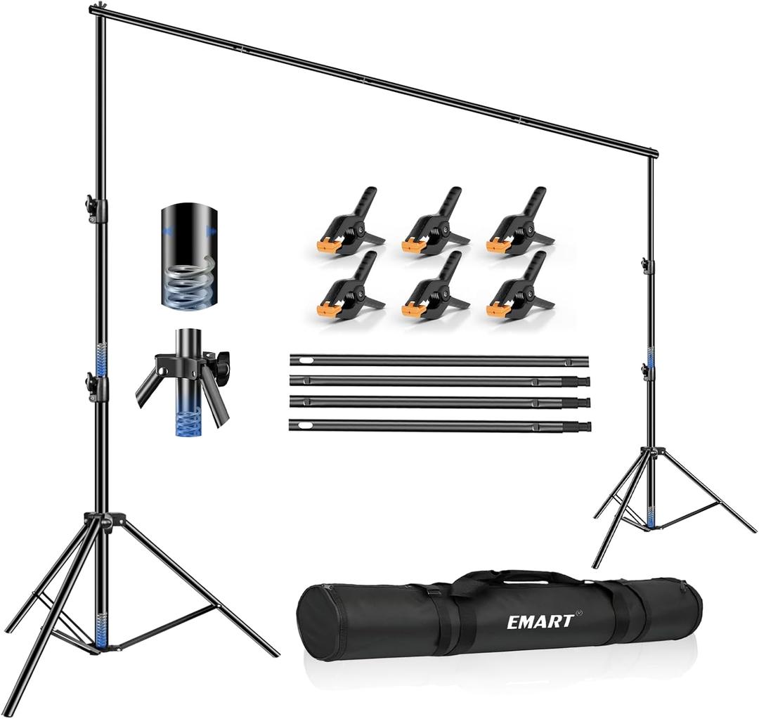 EMART Heavy Duty Backdrop Stand 10 x 12ft Photo Video Studio Adjustable Photography Background Support System Kit with Carry Bag