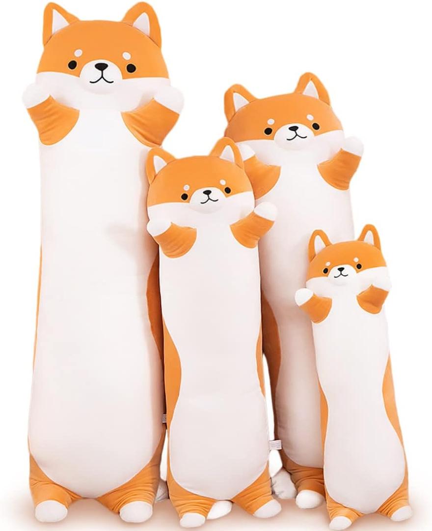 Stuffed Animal Shiba Inu Plush Toy, 90 cm / 35.4 inch Soft Long Akita Body Pillow Corgi Kawaii Plush Dog Soft Pillow Gifts for Boys Girls (Orange)