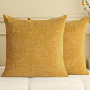 a moment Fall Mustard Yellow Chenille Throw Pillow Covers 16x16 Inch Pack of 2 Modern Decorative Throw Pillow Covers Farmhouse Cross Covers Home Decor for Sofa Bedroom Living Room