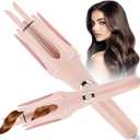 JAMIEWIN Automatic Hair Curler, 28mm Rotating Curling Iron with 3 Temperatures, Fast Heating Curling Tongs Anti-Scald, Anti-Tangle Curling Wand with Negative Ions for Medium Long Hair (1 Curling Barrels, Pink)