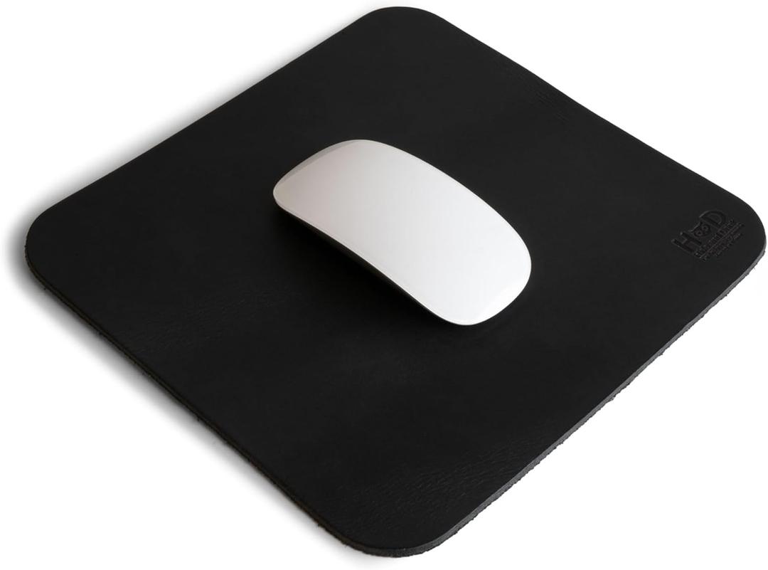 Hide & Drink, Durable Mouse Pad, Executive Mousepad for Work Desk & Office Essentials, Genuine Mat, Thick Full Grain Leather, Handmade, Charcoal Black