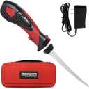 Cordless Electric Fillet Knife - 8-Inch Serrated Stainless Steel Blades with Non-Stick Coating, Ergonomic Non-Slip Handle, Cooling Vent, and Portable Carry Bag  Rechargeable Electric Knife for Effortless Fishing Filleting (8in-Blade Set)