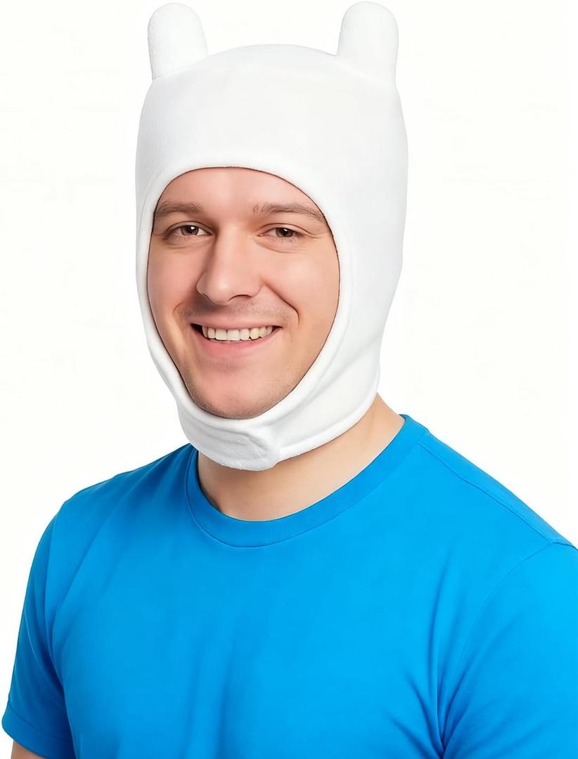 White Cosplay Hat with Cute Ears, Soft Plush Costume Accessory for Halloween, Fancy Dress Parties and Cosplay