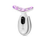 Electric Massager - 7 Color Facial Device + 3 Intensity Levels, Neck & Face Beauty Device with Vibration & Warming (White)