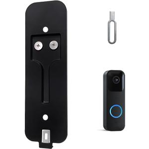 Blink Doorbell Backplate, Blink Doorbell Mount, Upgrade 2 Holes Metal Tab Blink Doorbell Backplate Replacement, Blink Doorbell Accessories, Mounting Plate with Blink Key Replacement (Black)