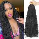 Goddess Box Braids Crochet Hair With Curly Ends 18 Inch Bohomian Box Braids Crochet Braids 8 Packs 3X Crochet Braids Synthetic Braiding Hair Extension for Black Women (18 Inch (Pack of 8), 1B)
