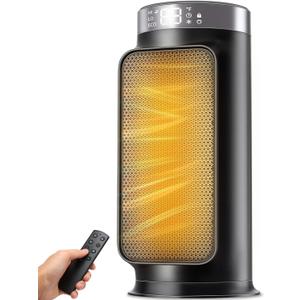 1500W PTC Quiet Space Heater with Remote Control, 15.8 Portable Electric Heaters for Indoor Use, 75Oscillation Ceramic Heater for Office, 24H Timer, 5 Modes, Fast Safe Quiet Room Heater for Bedroom
