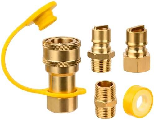 1/2 Natural Gas Quick Connect, Natural Gas Quick Connect Fittings for LP/NG Appliance, Solid Brass Connector Use for Generator, Grill, Fire Pit,BBQ