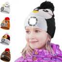 LED Beanie with Light for Adults, USB Rechargeable Headlamp Cap Unisex Winter Warm Knit Night Light Hat for Camping Running