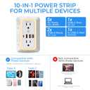 Surge Protector Outlet Extender, 6 Outlets & 4 USB Ports with Fast Charging Type C PD 20W, Night Light, 3-Sided Power Strip, Multi Plug Wall Charger for Home, Office, Travel, Cruise Ship