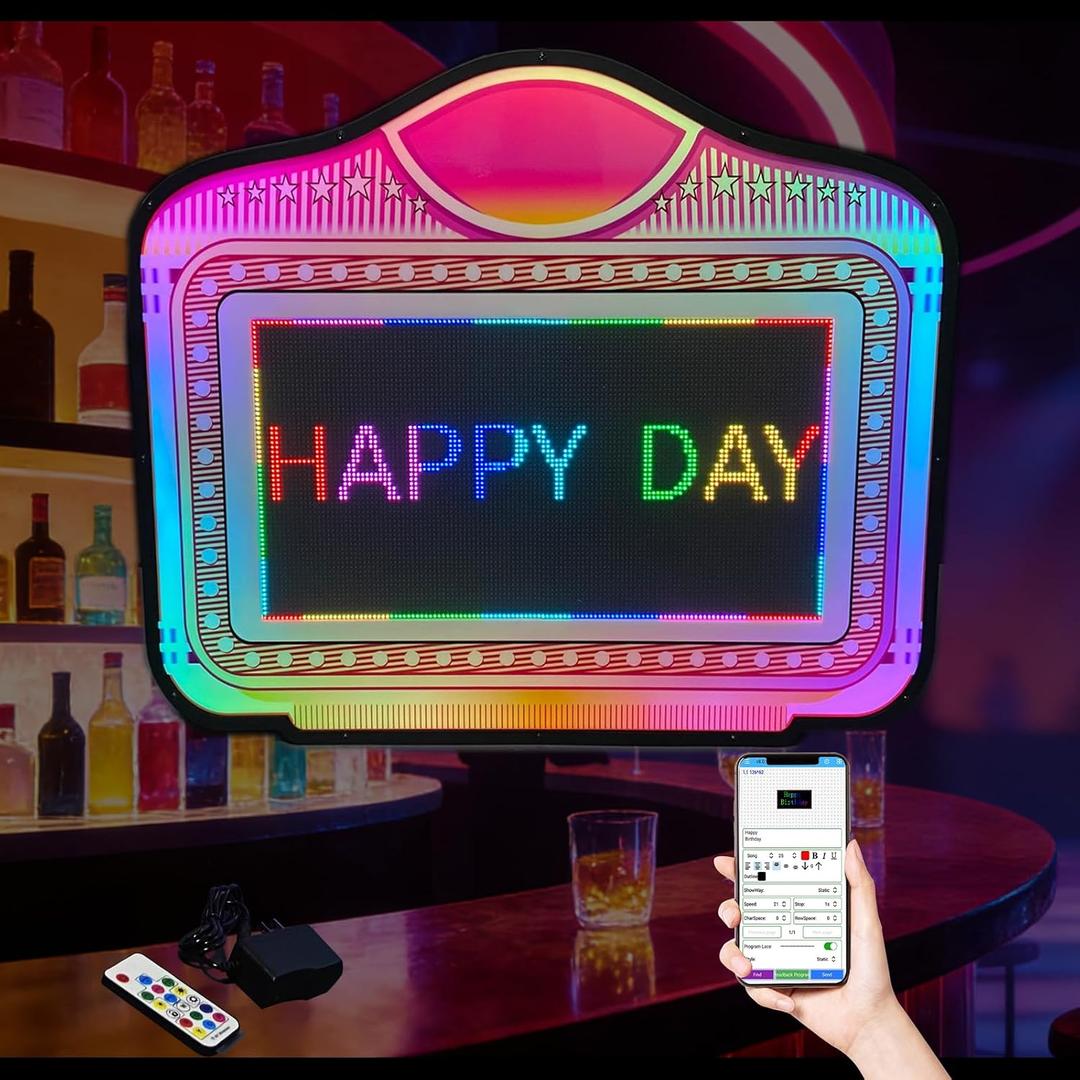 LED Bottle Service Sign - with APP Programmable Color Display & Scroll Play, Club Signs for Bottle Service, Bottle Girl Lights Perfect for Bars, Clubs & Night Spots, 28 x 23.5 inches
