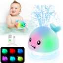 ANGGIKO Baby Boy Bath Toys, Pool Water Table Toy for Babies 1 Year Old Boy Gifts, Toddler Bath Toys for Kids Ages 1-3, Light Up Whale Bath Toy Sprinkler Summer Bathtub Fountain Baby Toy 6-12-18 Months
